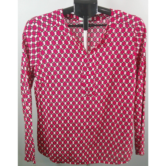 Van Heusen V-Neck Long Sleeve Blouse Coral, Black Women's Medium - Picture 1 of 6